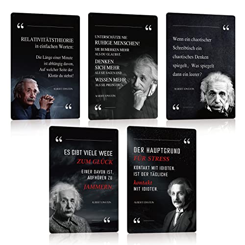 5er Set Blechschilder Albert Einstein Sprüche Retro Schild Spruch Wanddeko Geschenk 20x30cm von ZDFDC