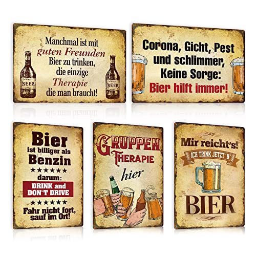 5er Set Blechschilder Lustiger Spruch - Retro Metallschild 20x30cm - Vintage Schild für Bar Club Pub von ZDFDC
