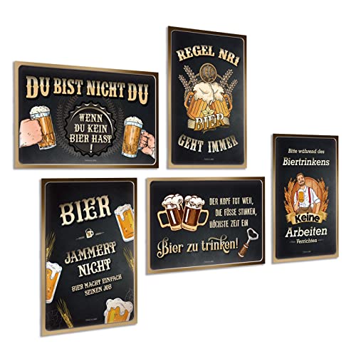 ZDFDC 5er Blechschilder Set Retro Bier 20x30cm - Vintage Metall-schilder mit Lustiger Sprüchen - Geschenk-Idee für Bar Bier-Fans Theken Partykeller Club Pub (SET C) von ZDFDC