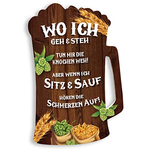 ZDFDC Bar-Deko Schild XXL aus Holz Groß 40x30cm - Chic Holzschild mit Spruch Lustig - Retro Bar Decoration Zubehör - Geschenkidee für Männer Küche Theken Partykeller Kneipen Partyraum Pub Club(A) von ZDFDC