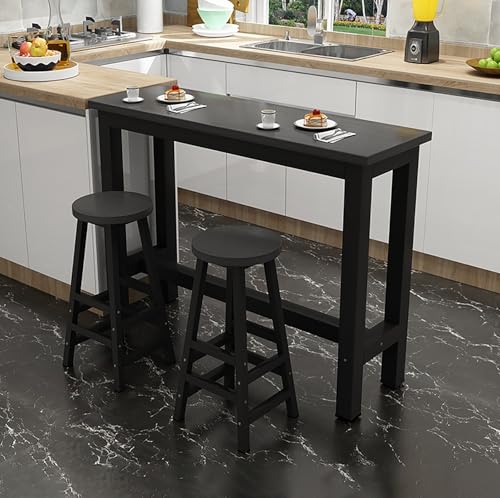 Industrieller rechteckiger Bartisch, modern, Holz, Kneipentheke, Höhe, Esszimmer, kleiner Raum, Küche für Fenster, kein Hocker (schwarz, 160 x 40 x 105 cm/63 x 1 Industrieller rechteckiger Bartisch, modern, Holz, Kneipentheke, Höhe, Esszimmer, kleiner Raum, Küche für Fenster, kein Hocker (schwarz, 160 x 40 x 105 cm/63 x 1 von ZDFTGKM