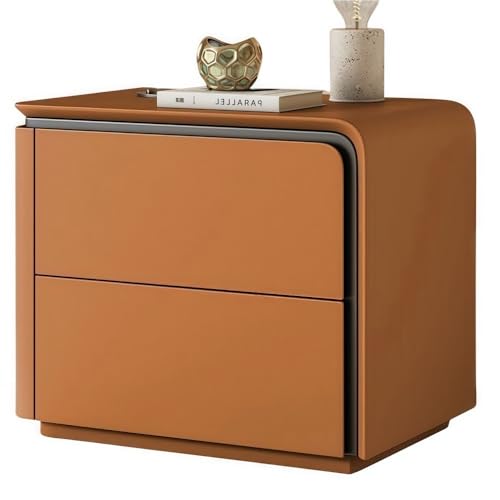 Leder-Nachttisch-Möbel, Nachttisch mit 2 Schubladen, Nachttisch links und rechts, moderne einfache Sofa-Seite, Ständer für Wohnzimmer (Orange, L 15,8 (rechts) von ZDFTGKM