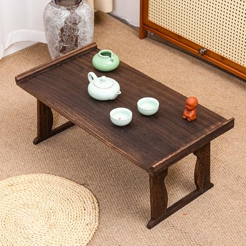 Moderner Massivholztisch, japanischer Boden, niedrig, klein, faltbar, für Wohnzimmer, Zuhause, Tatami-Büro (80 x 44 x 37 cm) von ZDFTGKM