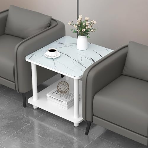 Quadratischer Bauernhaus-Couchtisch mit Stauraum, einfache Mitteltische für Wohnzimmer, weiß, modern, kleines Apartmentzimmer (Muster, 50 x 53 cm) von ZDFTGKM