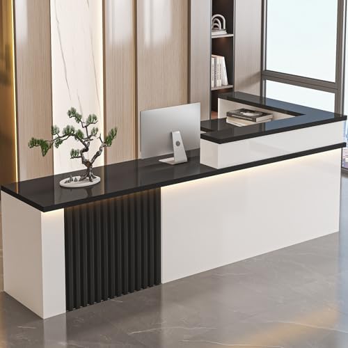 Rezeption, Lobby vor dem Einzelhandel Kassentisch mit LED Linght, moderne abschließbare Schublade (weiß+schwarz) von ZDFTGKM