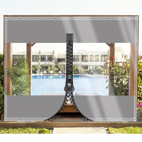 Strapazierfähige, transparente, wasserdichte Plane für Pavillon, 2,7 x 2,8 m, anpassbare und regenfeste Abdeckung mit Reißverschluss von ZDFTGKM