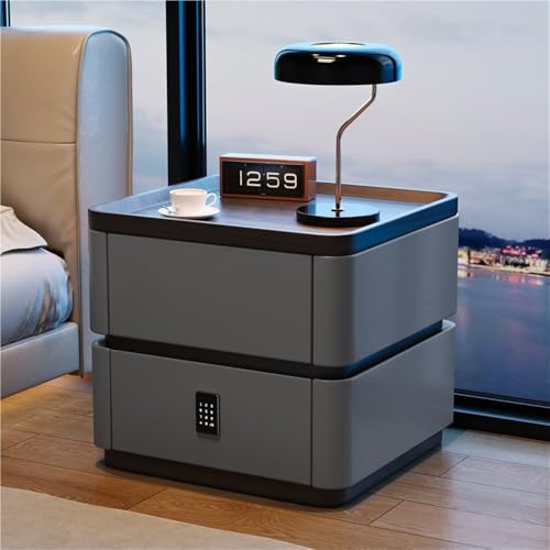Wood Night Stand, Nightstand with 2 Drawers, Night Stands with Electronic Combination Lock, Bedside Table with Hidden Handles, Modern Storage End Table for Bedroom, Livingroom(Black,17.7*15.7*19.7in) von ZDFTGKM