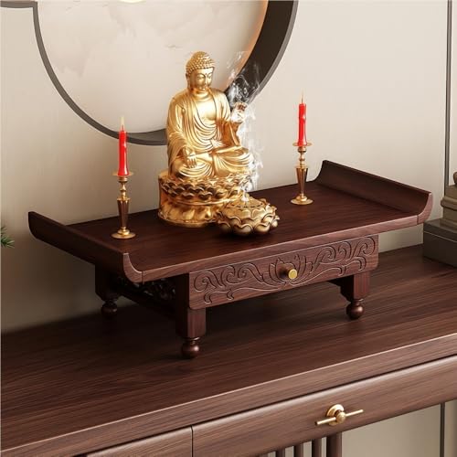 ZDFTGKM Altarregal mit Aufbewahrung, kompakter buddhistischer Tisch, Meditationstisch für Zuhause oder heiligen Gebetsraum, Pooja-Schrank, Wandverwendung (L19,7) von ZDFTGKM