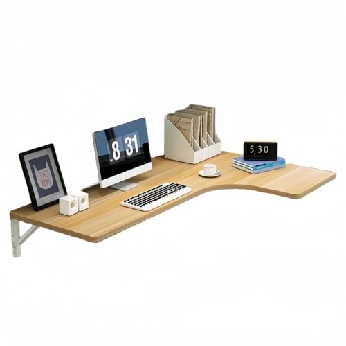ZDFTGKM An der Wand montierter Eckklappschreibtisch, platzsparender Klapptisch, schwebender Klapptisch aus Holz, L-förmiger Computertisch für das Home Office (Holzfarbe, 80 x 70 x 50 cm) von ZDFTGKM