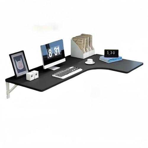 ZDFTGKM An der Wand montierter Eckklappschreibtisch, platzsparender Klapptisch, schwebender Klapptisch aus Holz, L-förmiger Computertisch für das Home Office (Schwarz, 120 x 70 x 50 cm) von ZDFTGKM