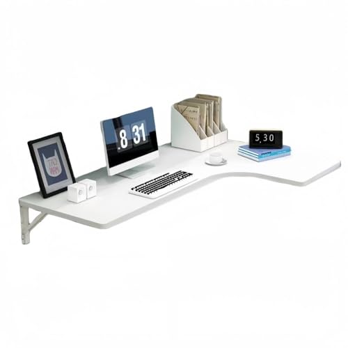 ZDFTGKM An der Wand montierter Eckklappschreibtisch, platzsparender Klapptisch, schwebender Klapptisch aus Holz, L-förmiger Computertisch für das Home Office (weiß, 100 x 70 x 50 cm) von ZDFTGKM