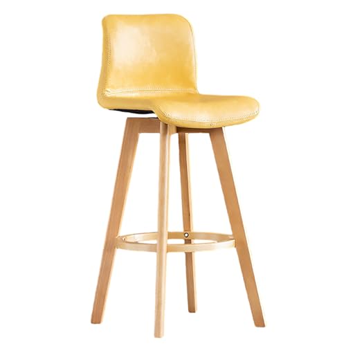 ZDFTGKM Barhocker mit Drehgelenk, 71,1 cm Theke oder Höhe, moderner PU-Leder-Polsterhocker, Massivholz, Kücheninsel-Barhocker mit Rückenlehne, Gelb von ZDFTGKM