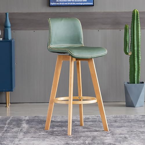 ZDFTGKM Barhocker mit Drehgelenk, 71,1 cm Theke oder Höhe, moderner PU-Leder-Polsterhocker, Massivholz, Kücheninsel-Barhocker mit Rückenlehne, Grün von ZDFTGKM