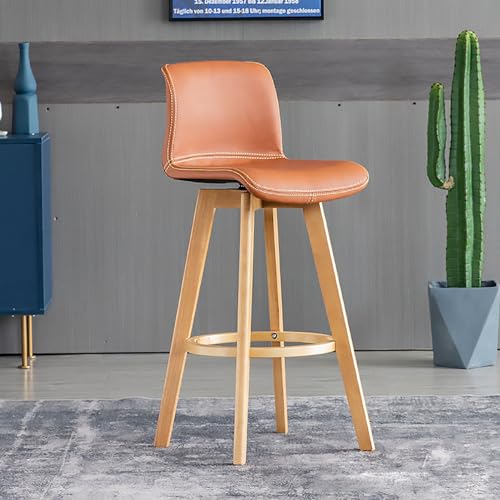 ZDFTGKM Barhocker mit Drehgelenk, 71,1 cm Theke oder Höhe, moderner PU-Leder-Polsterhocker, Massivholz, Kücheninsel-Barhocker mit Rückenlehne, Rosa von ZDFTGKM