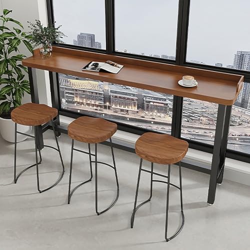 ZDFTGKM Barhöhentisch aus Massivholz, rechteckig, schmal, lang, hoch, rustikale Arbeitsplatte mit stabilem Metallrahmen, für Wohnzimmer, Restaurant (140 x 40 x 105 cm) von ZDFTGKM