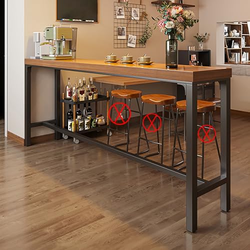 ZDFTGKM Bartisch, Massivholztisch, industrielle Höhe, rechteckiger Sockel, Theke für enge Räume, Wohnzimmer, Kücheninsel – kein Hocker (160 x 40 x 105 cm) von ZDFTGKM