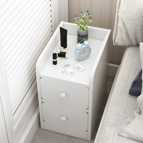ZDFTGKM Bett Nachttisch Holz Akzent Tisch Schlafzimmer schmal Nachtkante klein Ultra Mini Schrank glänzend weiß mit 2 Schubladen 1 Stück 30cm L x 33cm B 50cm H ZDFTGKM Bett Nachttisch Holz Akzent Tisch Schlafzimmer schmal Nachtkante klein Ultra Mini Schrank glänzend weiß mit 2 Schubladen 1 Stück 30cm L x 33cm B 50cm H von ZDFTGKM
