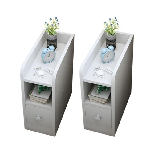 ZDFTGKM Bett Nachttisch Holz Akzent Tisch Schlafzimmer schmal Nachtkante klein Ultra Mini Schrank weiß mit 1 Schublade 2er Set 20cm L x 33cm B 50cm H ZDFTGKM Bett Nachttisch Holz Akzent Tisch Schlafzimmer schmal Nachtkante klein Ultra Mini Schrank weiß mit 1 Schublade 2er Set 20cm L x 33cm B 50cm H von ZDFTGKM