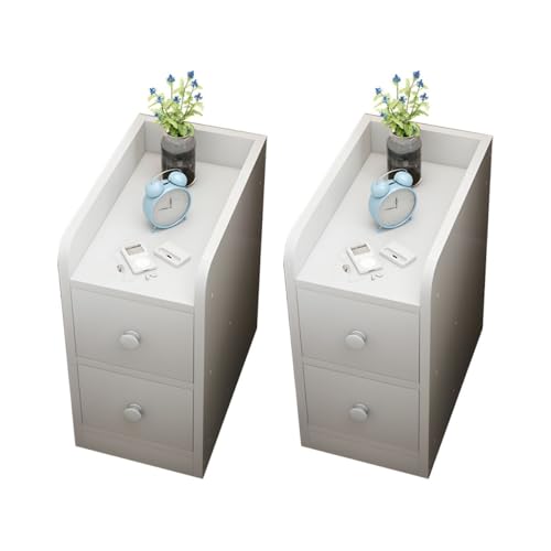 ZDFTGKM Bett Nachttisch Holz Akzenttisch Schlafzimmer schmaler Rand Nachttisch Kleiner Ultra Mini Schrank Weiß mit 2 Schubladen Stück Set 25,4 cm L x 33 cm B 50,8 cm H ZDFTGKM Bett Nachttisch Holz Akzenttisch Schlafzimmer schmaler Rand Nachttisch Kleiner Ultra Mini Schrank Weiß mit 2 Schubladen Stück Set 25,4 cm L x 33 cm B 50,8 cm H von ZDFTGKM