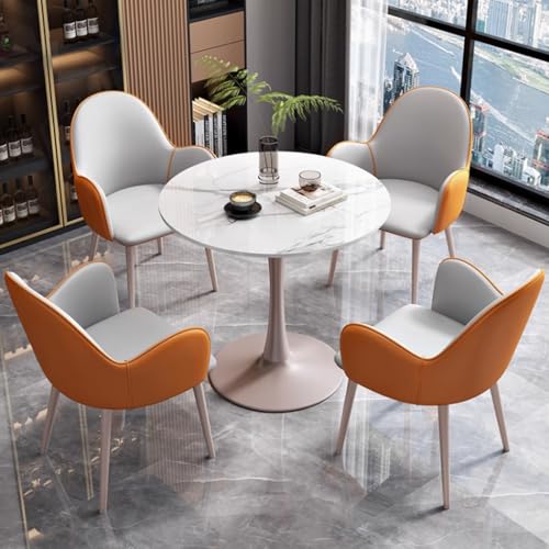 ZDFTGKM Büro-, Empfangsraum, Clubtisch, einfache runde Konferenzküche, Esstisch-Set für 4 Personen, Business-Verhandlungen und Stühle, Kombination (Orange) von ZDFTGKM
