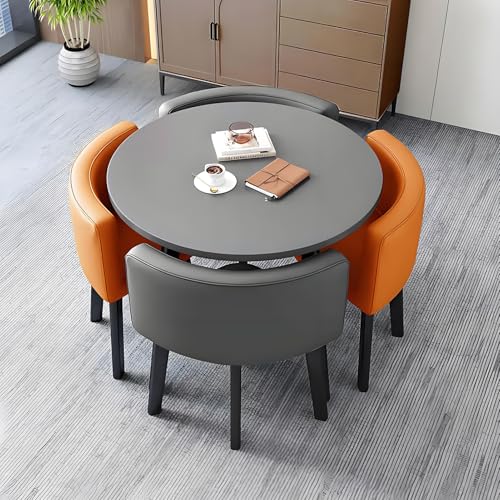 ZDFTGKM Büro-, Empfangsraum, Clubtisch, runder Konferenztisch, kleine Tische und Stühle, einfaches Küchen-Esstisch-Set, Freizeitkombination (2 orange + 2 dunkelgrau + grau) von ZDFTGKM