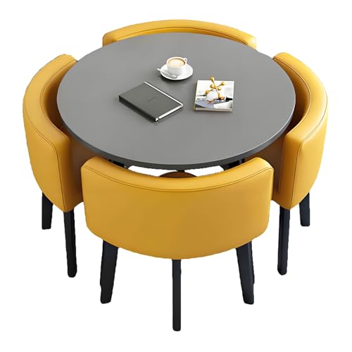 ZDFTGKM Büro-, Empfangsraum, Clubtisch, runder Konferenztisch, kleine Tische und Stühle, einfaches Küchen-Esstisch-Set, Freizeitkombination (gelb + grau) von ZDFTGKM