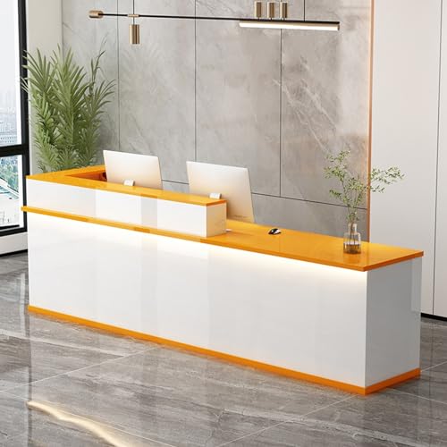 ZDFTGKM Büro-Empfangstisch, Rezeption mit offenem Schreibtisch, Theke mit LED-Lichtern und abschließbaren Schubladen, großer Kassentisch für den Einzelhandel (Höhe 4,47 x 99,8 x 74,9 cm) von ZDFTGKM