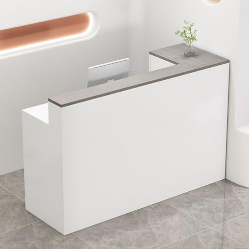 ZDFTGKM Büro-Empfangstisch, kleiner Schreibtisch mit abschließbaren Schubladen, Stehrezeption, multifunktionaler Einzelhandelstisch (Weiß, 2 l, 99,8 x 45 x 99,8 cm) von ZDFTGKM