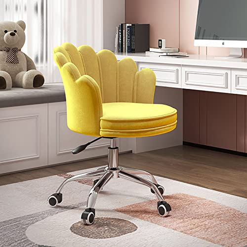 ZDFTGKM Bürostuhl Gaming Computer Samt Drehstuhl Home Cute Modern Gepolstert Schminktisch 360° Höhenverstellbar Blütenblatt Akzent für Frauen Mädchen L von ZDFTGKM