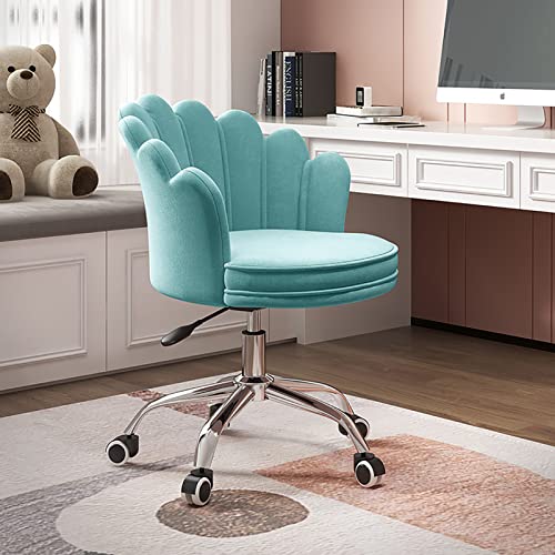 ZDFTGKM Bürostuhl Gaming Computer Samt Drehstuhl Home Cute Modern Gepolstert Schminktisch 360° Höhenverstellbar Blütenblatt Akzent für Frauen Mädchen L von ZDFTGKM