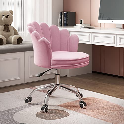 ZDFTGKM Bürostuhl Gaming Computer Samt Drehstuhl Home Cute Modern Gepolstert Schminktisch 360° Höhenverstellbar Blütenblatt Akzent für Frauen Mädchen L von ZDFTGKM