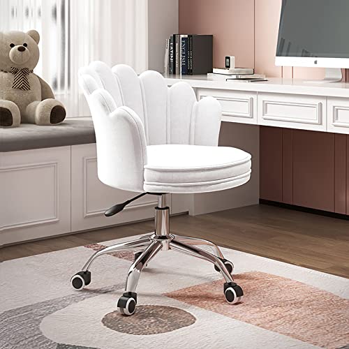 ZDFTGKM Bürostuhl Gaming Computer Samt Drehstuhl Home Cute Modern Gepolstert Schminktisch 360° Höhenverstellbar Blütenblatt Akzent für Frauen Mädchen L von ZDFTGKM