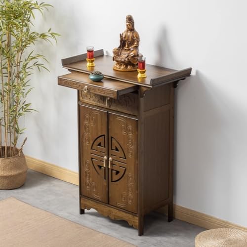 ZDFTGKM Chinesischer buddhistischer Altartisch, persönlicher Buddha-Nischen-Angebotstisch mit Stauraum, Bambusschrank, Meditationsschrank, für Wohnzimmer, Schlafzimmer (80 x 40 x 108 cm) von ZDFTGKM