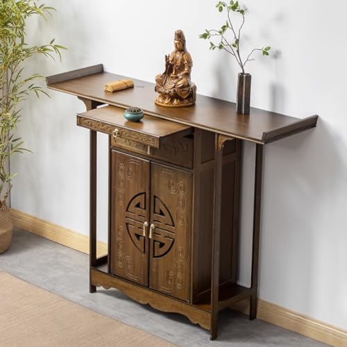 ZDFTGKM Chinesischer buddhistischer Altartisch, persönlicher Buddha-Nischen-Angebotstisch mit Stauraum, Bambusschrank, Meditationsschrank für Wohnzimmer, Schlafzimmer (120 x 40 x 108 cm) von ZDFTGKM