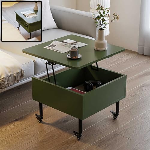 ZDFTGKM Couchtisch mit Hebeplatte, quadratisch aus Holz, für Wohnzimmer, moderner Akzent-Mittelsofa, Beistelltisch, mit Ablagetisch, für Zimmer, Heimbüro (grün) von ZDFTGKM