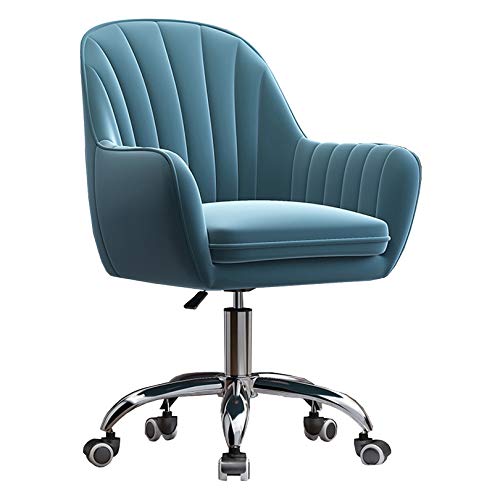 ZDFTGKM Drehbarer Schreibtischstuhl, ergonomischer Bürostuhl, 360° Computeraufgabe, Schminktisch mit Lendenwirbelstütze, Rückenlehne, Samt gepolstert, höhenverstellbar von ZDFTGKM