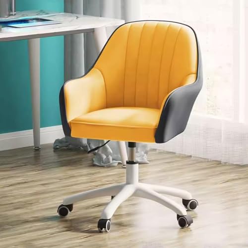 ZDFTGKM Drehstuhl mit Armlehne, gepolstert, mittlere Rückenlehne, Schreibtisch, Computer, Arbeitszimmer, Arbeitsstuhl, Rollen (Größe: Größe, Farbe: Gelbgrau) von ZDFTGKM