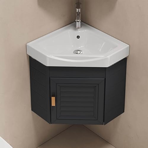 ZDFTGKM Eck-Badezimmer-Waschtischschrank mit Waschbecken, wandmontiert, Waschtisch-Design, Heiß- und Kalthahn-Kombination, großer Stauraum für kleine Zuhause, Küche, Terrasse, Zimmer (38 cm, B) von ZDFTGKM