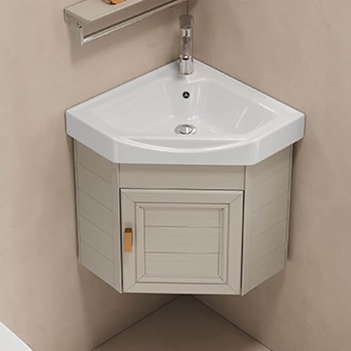 ZDFTGKM Eck-Badezimmer-Waschtischschrank mit Waschbecken, wandmontiert, Waschtisch-Design, Heiß- und Kalthahn-Kombination, großer Stauraum für kleine Zuhause, Küche, Terrasse, Zimmer (38 cm, C) von ZDFTGKM