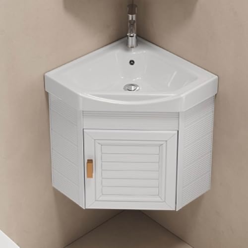 ZDFTGKM Eck-Badezimmer-Waschtischschrank mit Waschbecken, wandmontiert, Waschtisch-Design, Heiß- und Kalthahn-Kombination, großer Stauraum für kleine Zuhause, Küche, Terrasse, Zimmer (43 cm, D) von ZDFTGKM