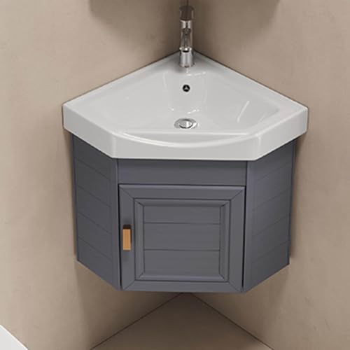 ZDFTGKM Eck-Badezimmer-Waschtischschrank mit Waschbecken, wandmontiert, Waschtisch-Design, Heiß- und Kalthahn-Kombination, großer Stauraum für kleine Zuhause, Küche, Terrasse, Zimmer (48 cm, A) von ZDFTGKM
