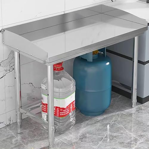 ZDFTGKM Edelstahl-Arbeitstisch mit Gehäuse, kommerzielle Vorbereitung und 3-seitiger Rückwand, multifunktionaler praktischer Tisch, 300 kg Kugellager, für Küche, Restaurant, Hotel, Garage (100 x 50 x von ZDFTGKM