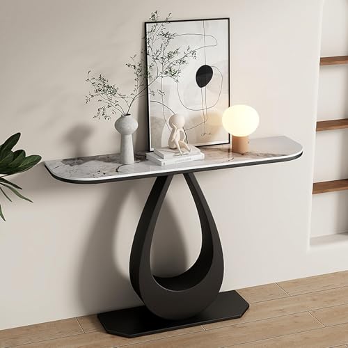 ZDFTGKM Eingangstisch mit Marmorplatte und Metallfuß, modernes Flurkonsolen-Sofa für Foyer, Wohnzimmer oder Korridor (Schwarz B, 150 cm) von ZDFTGKM