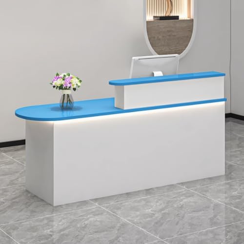 ZDFTGKM Empfangstisch mit Theke, abschließbare Schubladen, platzsparend, Holztisch für den Einzelhandel (Blau, L, 99,8 x 54,9 x 99,8 cm) von ZDFTGKM