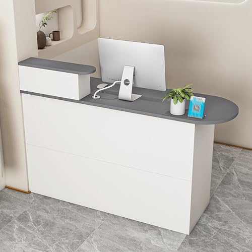 ZDFTGKM Empfangstisch mit Theke, abschließbare Schubladen, platzsparend, Holztisch für den Einzelhandel (grau, R, 99,8 x 40 x 89,9 cm) von ZDFTGKM