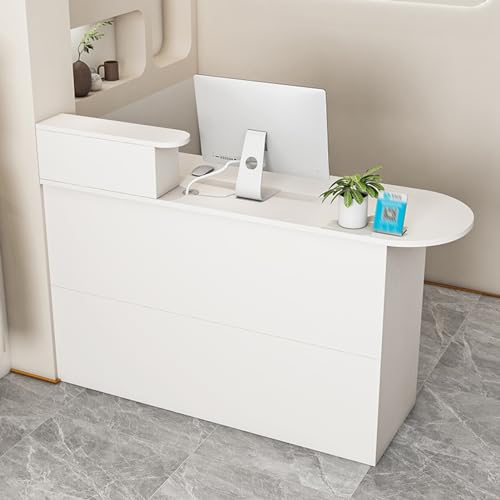 ZDFTGKM Empfangstisch mit Theke, abschließbare Schubladen, platzsparend, Holztisch für den Einzelhandel (weiß, R 79,8 x 40 x 89,9 cm) von ZDFTGKM