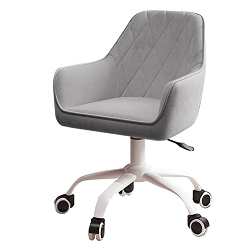 ZDFTGKM Ergonomischer Bürostuhl, Drehstuhl, Samt-Schreibtischstühle mit Armlehnen für Computertisch, Schlafzimmer, Mädchenzimmer (Hellgrau) von ZDFTGKM