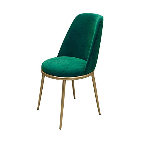 ZDFTGKM Esszimmerstuhl Küche Esszimmer Möbel Stühle Einfaches Design Samtstuhl mit Rückenlehne Stabile Metallbeine für Büro Lounge Schlafzimmer (Farbe: Grün) von ZDFTGKM