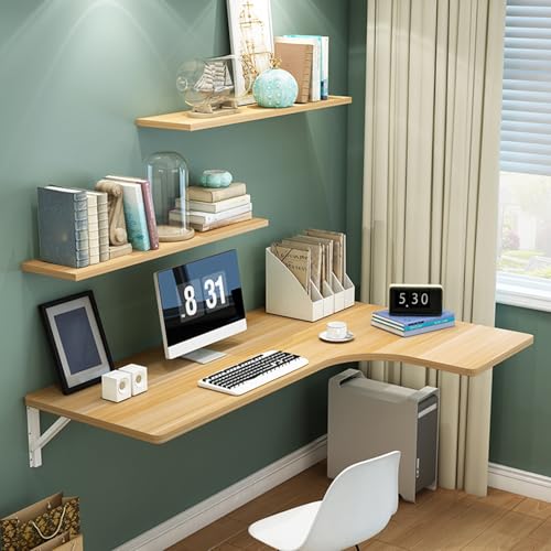 ZDFTGKM Faltbarer hängender Arbeitszimmertisch, Waschküche, zusammenklappbar, Wandhalterung, robust, stabil, für Wohnung, Arbeitszimmer, Schlafzimmer, Küche, Restaurant (Holz, 110 cm) von ZDFTGKM