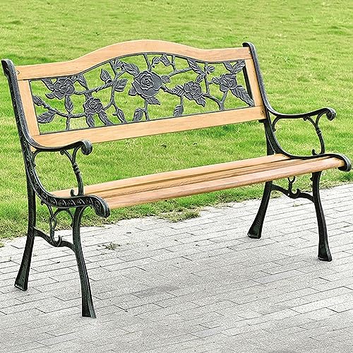 ZDFTGKM Gartenbank für Innen/Außen, wetterfest, Terrassensitz, Freizeitparkstuhl mit geschwungener Rückenlehne und breiten Armlehnen, für Veranda von ZDFTGKM